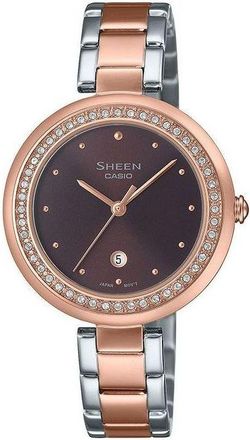 Casio (WMNS) CASIO Analog Silver Saphire Crystal Rose Gold SHE-4556SPG-5A