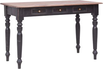 vidaXL Escritorio Con 3 Cajones Madera Maciza De Caoba 117x57x75 Cm
