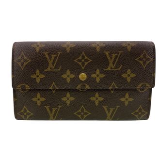 Louis Vuitton Brown Monogram Leather Wallet (Tri-Fold) (Pre-Owned)