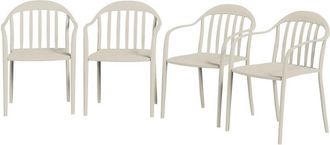 OUTSUNNY Set 4 Sedie per Esterno Impilabili con Braccioli in pp Grigio Chiaro