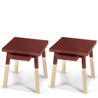 Mon Petit Meuble Fran&ccedil;ais 2 mesitas de noche lacadas con 1 caj&oacute;n, asiento 40 cm