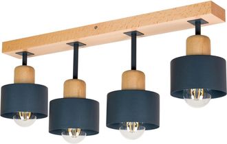 OEM L&aacute;mpara De Techo Antracita De Madera Y Metal De Estilo Escandinavo, 4xe27, Iluminaci&oacute;n Led Moderna Para Sal&oacute;n, Cocina, Dormitorio, Habitaci&oacute;n Infantil