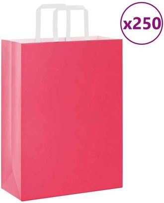 vidaXL Bolsas De Papel Con Asas 250 Uds Rosa 26x12x35 Cm Vidaxl