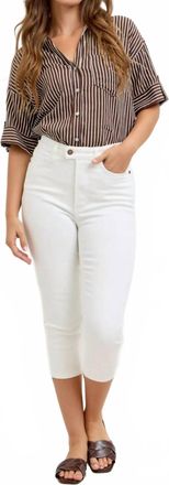Judy Blue High Waist Tummy Control Capri Denim Jeans In White