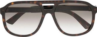 Gucci pilot-frame logo-plaque sunglasses - unisex - Acetate - 58 - Brown