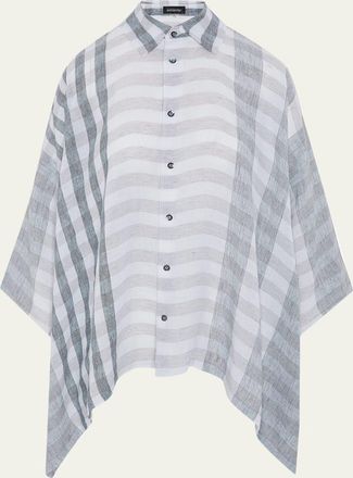 Eskandar Linen Double Pointed Sides Shirt With Collar - Mid Plus