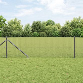 Berkfield Home Welded Wire Fence with 13 Spike Posts Grey 0.6x50 m Steel