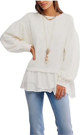 Free People Maddie Long Sleeve Womens Clothing Clean Ivory : SM (Womens 4-6), Cotton