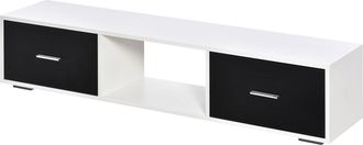 OEM Mueble De Tv Para Televisores De Hasta 60 Mesa Para Tv De Sal&oacute;n Estilo Moderno Con 2 Cajones Y Compartimento Abierto 140x30x32 Cm Blanco Y Negro