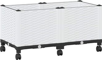 vidaXL Macetero De Jard&iacute;n Con Ruedas Blanco 80 X 40 X 48 Cm Pp Vidaxl