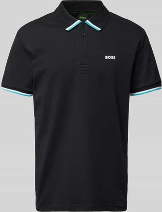 HUGO BOSS Regular Fit Poloshirt mit Label-Print Modell Paddy Lux Heritage in Black, Größe XL