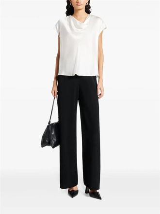 Vince Silk Cowl-Neck Blouse In White