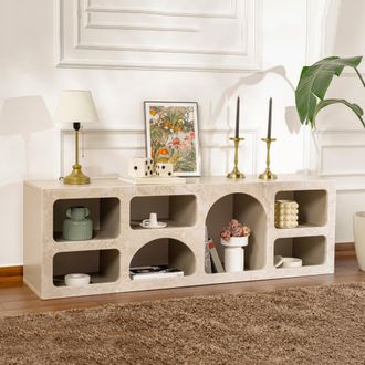 Dmora Alacena Arsenio, Aparador 6 Estantes, 6 Espacios, Soporta 45 Kg, 160x40x51h Cm Beige M&aacute;rmol
