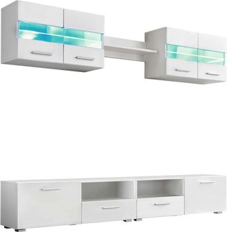 vidaXL Vidaxl - Mueble De Sal&oacute;n De Tv Con Luces Led Blanco Brillante 5 Piezas