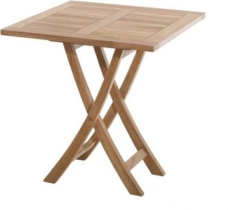 Macabane Mesa de jard&iacute;n plegable de madera de teca para 2 personas de 70x70 cm