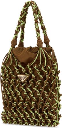 Prada Womens Shoulder Bag Brown Recycledpolyamide Calfleather