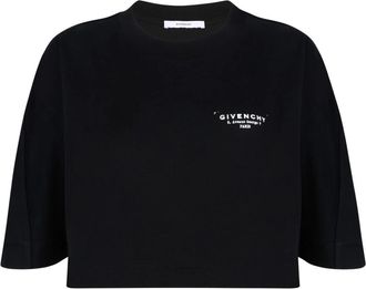 Givenchy Zwart Logo Print T-shirt - Dames - T-shirts - Zwart - M - Katoen - Tops