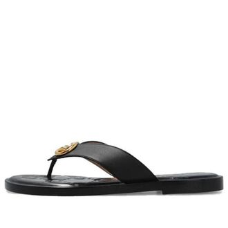 Gucci (WMNS) Gucci Interlocking G thong sandal Black Leather 695207-A3N00-1000
