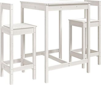 vidaXL 3 Piece Garden Bar Set White Solid Wood Pine Vidaxl