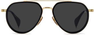 David Beckham 57mm Pilot Sunglasses in Gold Black/Grey Ar at Nordstrom