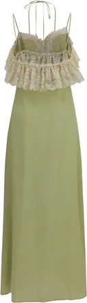 Chlo&eacute; Womens Silk Dress With Lace Details Dusty Green