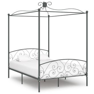 Berkfield Home Canopy Bed Frame Grey Metal 140x200 cm