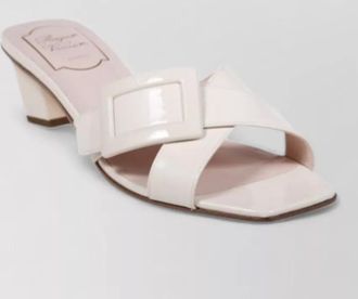 Roger Vivier buckle mule sandals open toe block heel
