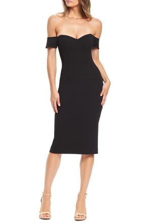 Dress The Population Bailey Off the Shoulder Body-Con Dress in Black at Nordstrom, Size Xx-Small