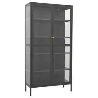 Berkfield Home Display Cabinet Anthracite 90x40x180 cm Steel & Tempered Glass in Black | Size: 90 x 40 x 180 cm