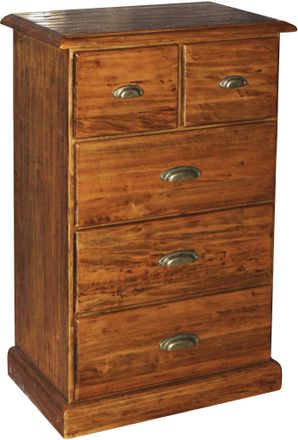 Biscottini International Cajonera De Estilo Country De Madera Maciza De Tilo Acabado Con Efecto Nogal 63x41x100 Cm