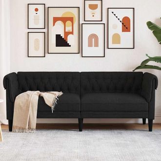 vidaXL Vidaxl - Sof&aacute; Chesterfield De 3 Plazas Tela Negro