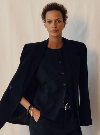 Contemporaine Womens Textured crepe crew-neck vest