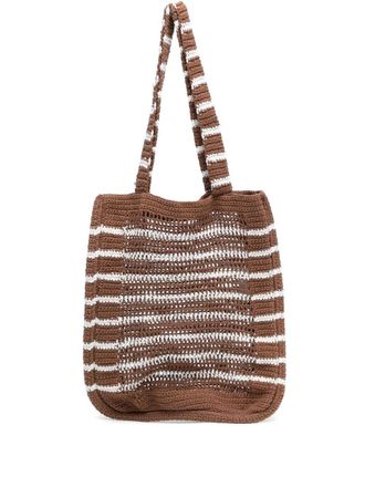 Faithfull The Brand striped crochet tote bag - women - Cotton - OS - Brown