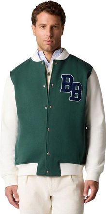 Brooks Brothers Terry Logo Katoenen Varsity Jas - Heren - Bomber jackets - Groen - L - Katoen - Jassen