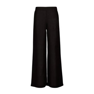120% Lino Black Linen Wide-Leg Trousers
