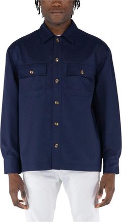 Drôle de Monsieur Overhemden, Heren, Blauw, L, Wol, Wollen overhemd Laine