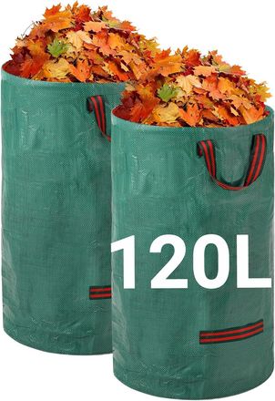 OEM Bolsas Resistentes Para Residuos De Jard&iacute;n: 2 Bolsas Reutilizables De 120 Litros Con Asas. Plegables Y Reutilizables, Fabricadas Con Tejido Industrial
