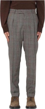 Pantaloni Torino Elegante Geruite Broek - Heren - Nette broeken - Grijs - L - Wol - Broeken