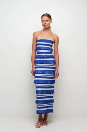 SIMKHAI Cairo Knit Tube Top In Royal Blue Stripe
