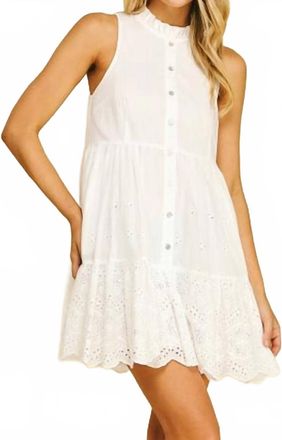 Pinch Design Eyelet Detailed Mini Dress In White