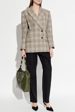 Anine Bing Plaid Pattern Blazer, Womens, Brown