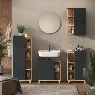 Vicco Conjunto De Muebles De Ba&ntilde;o Karen, Antracita, 5 Partes