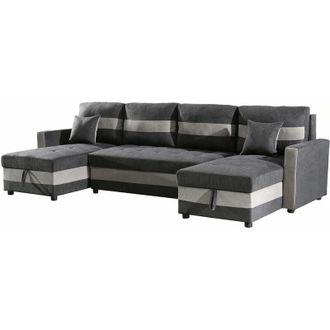Habitat et Jardin Habitat Et Jardin - Sof&aacute; Convertible Panor&aacute;mico antoine Con Compartimentos Portaobjetos - 5 Plazas - Gris Oscuro/ Gris Claro