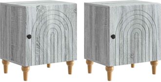 vidaXL Armario De Noche 2 Uds. Gris Sonoma 43 X 34,5 X 50 Cm Vidaxl