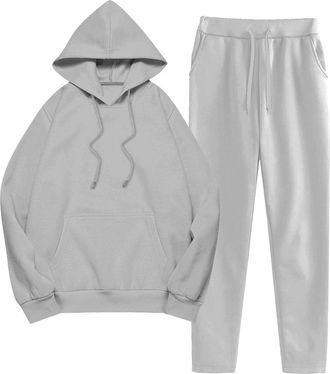 Generic Tracksuit Womens Full Set 2 Piece Co Ord Sets Outfits Casual Jogging Sweat Suits Hoodie and Sweatpants Jogger Set Ladies Gym Activewear Lounge Wear Se