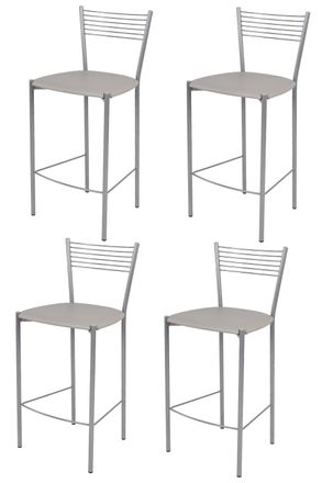 Tommychairs Tommychairs 4 Taburetes Elegance En Acero Aluminio Asiento Polipiel Gris Claro