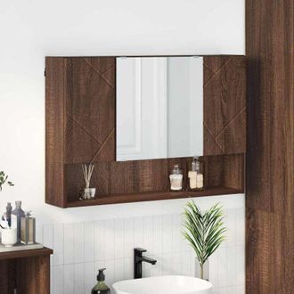 vidaXL Mirror Cabinet Brown Oak 80 x 17 x 55 cm Engineered Wood vidaXL