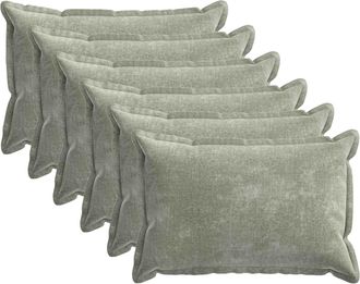vidaXL Funda De Almohada 6 Uds. Houten Verde 40 X 60 Cm Tela Chenille Vidaxl