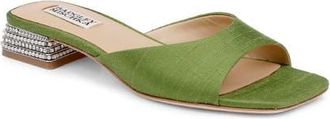 Badgley Mischka Oahu Slide Sandal in Olive Silk at Nordstrom, Size 6.5