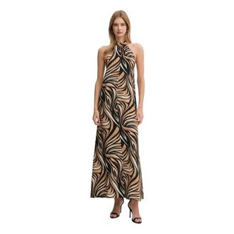 Twinset Kleedjes, Dames, Veelkleurig, M, Grafische Print Maxi Jurk